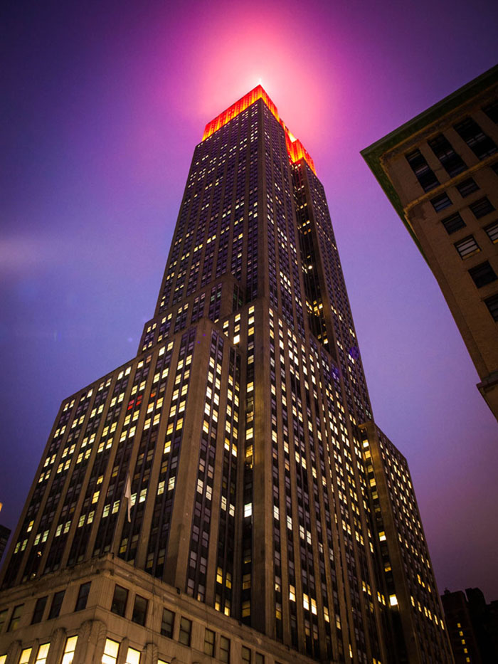 night lights empire state building new york