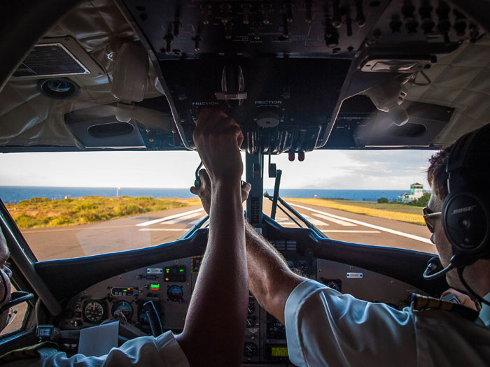 takeoff from saba cockpit view